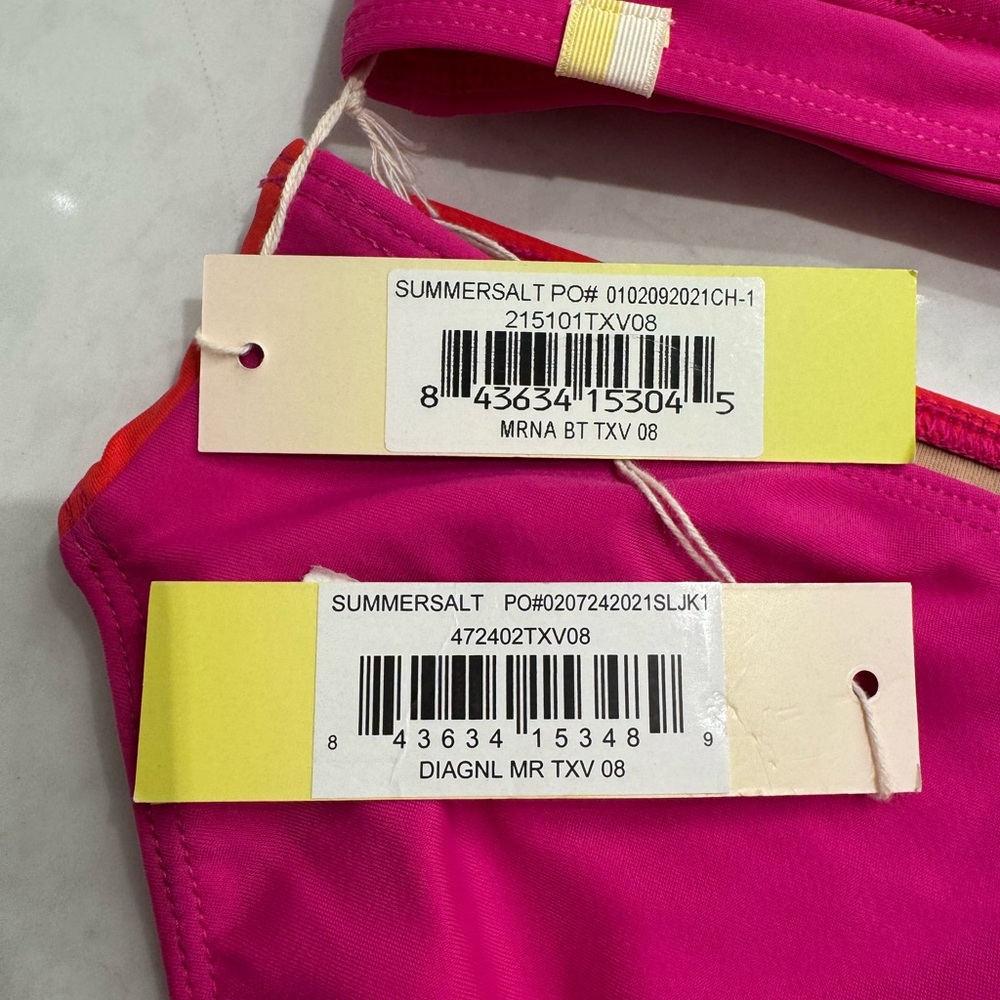 summersalt Pink and Red Colorblock Bikini Set - Picture 3 of 5